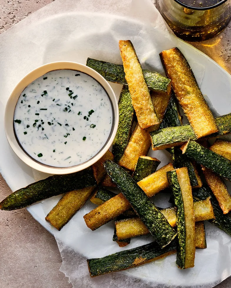 , Fried Cucumbers with Sour Cream Dip