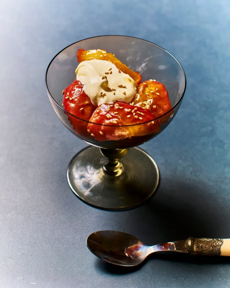 Honey-Roasted Apples with Calvados and Sesame