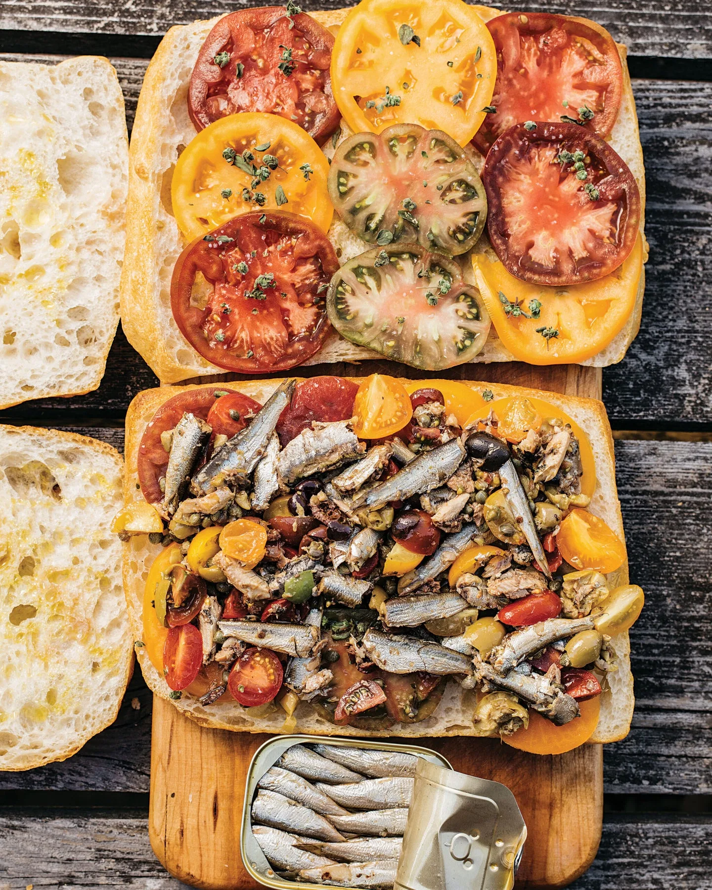 , Canned Sardine, Tomato, and Caper Sandwiches