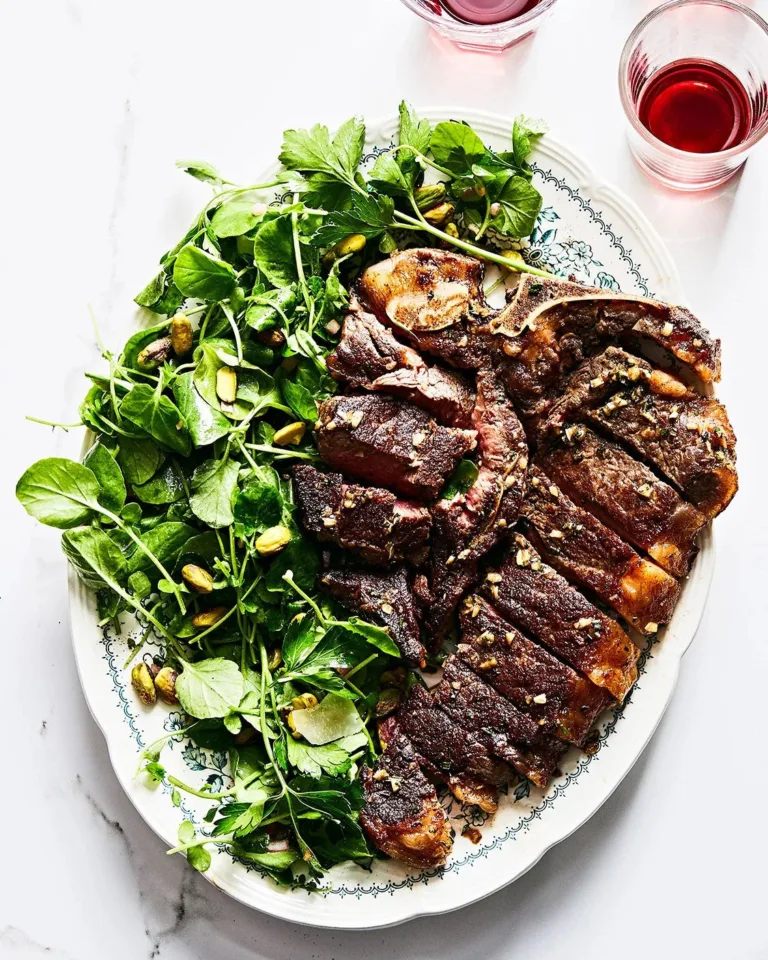 Bistecca alla Fiorentina with Watercress and Pistachio Salad