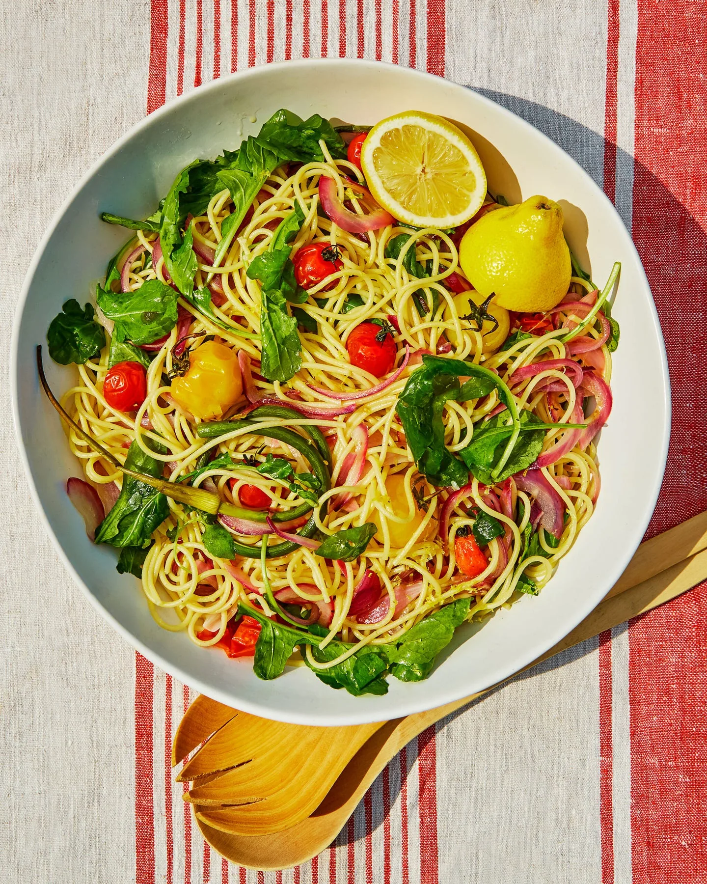 , Garlic Scape and Cherry Tomato Pasta