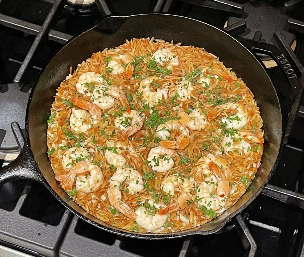 , Garlicky Orzo and Shrimp Recipe