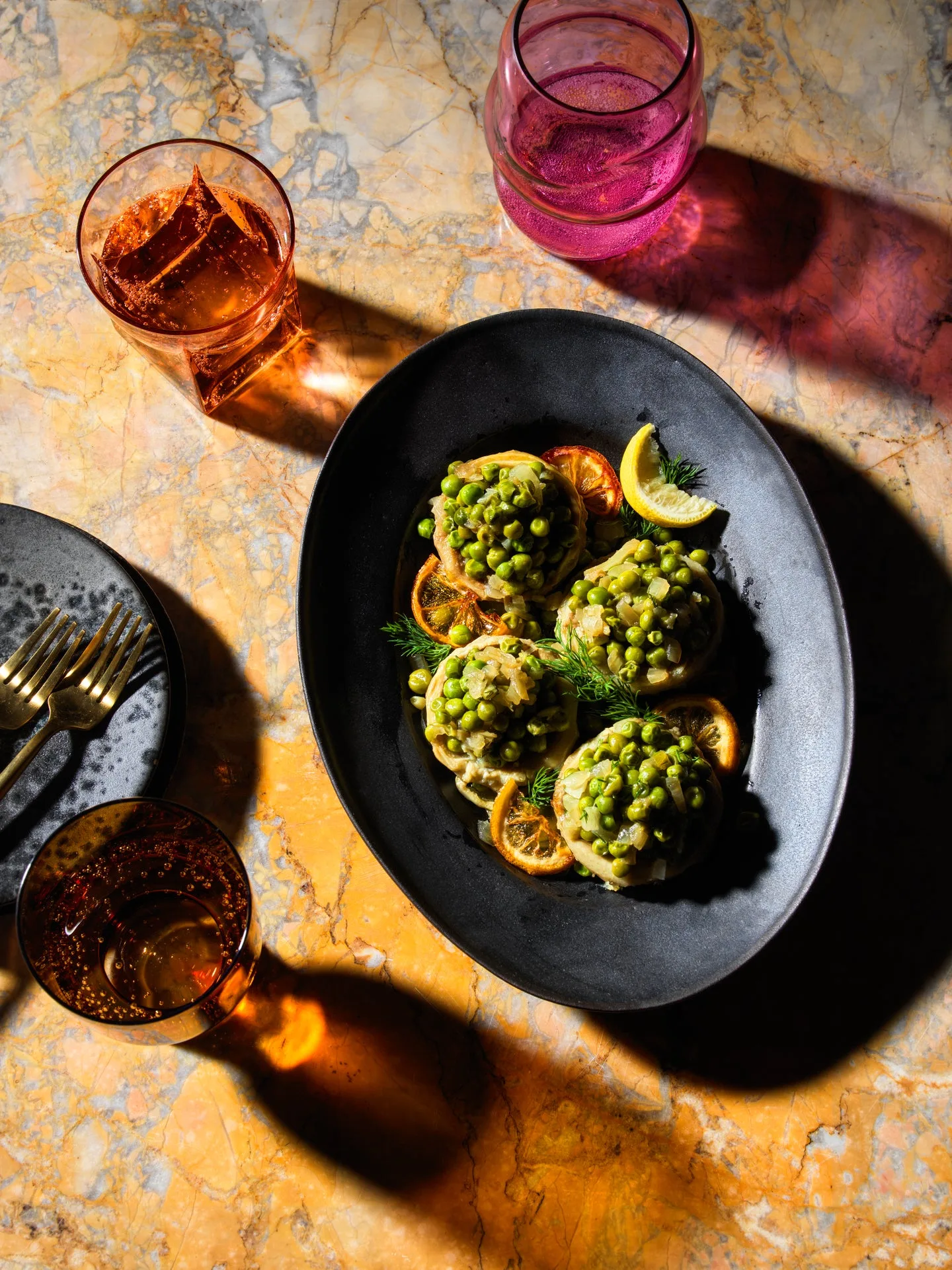 , Turkish Braised Artichokes with Peas and Candied Lemon