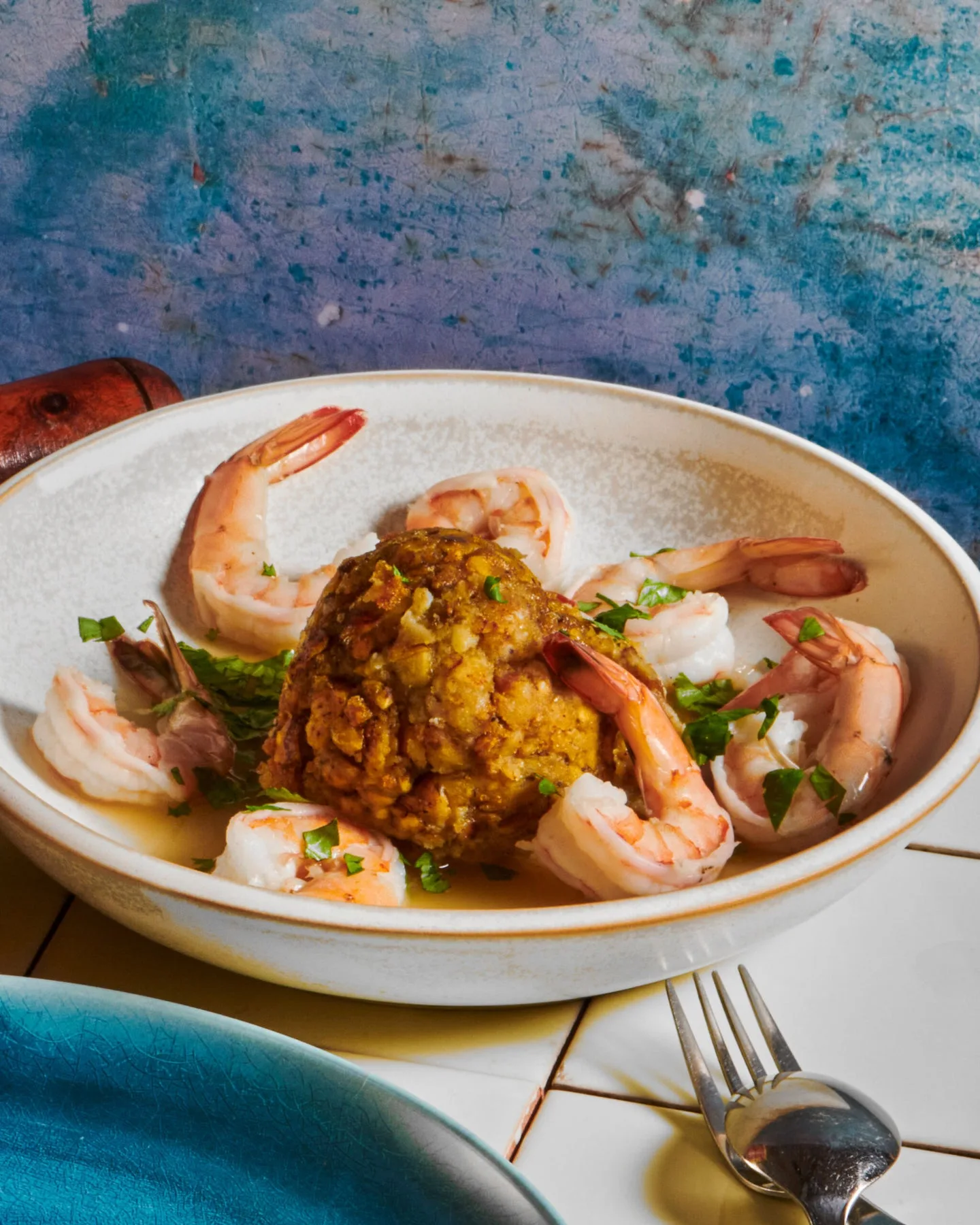 , Mofongo with Shrimp and Lemongrass