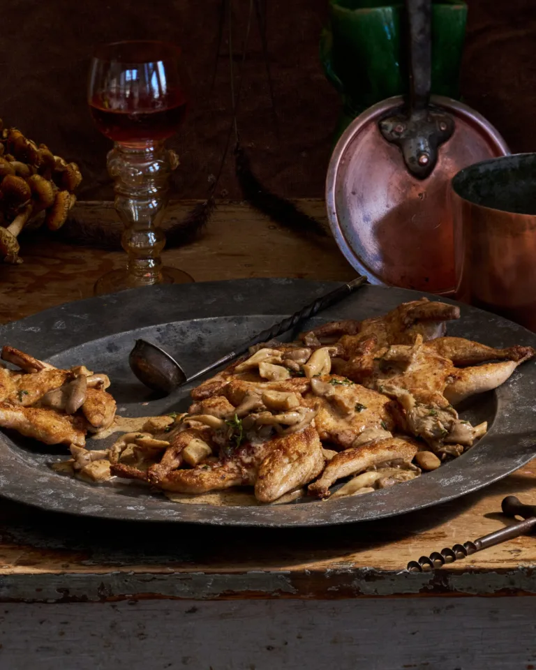 Skillet Quail with Wild Mushroom Gravy