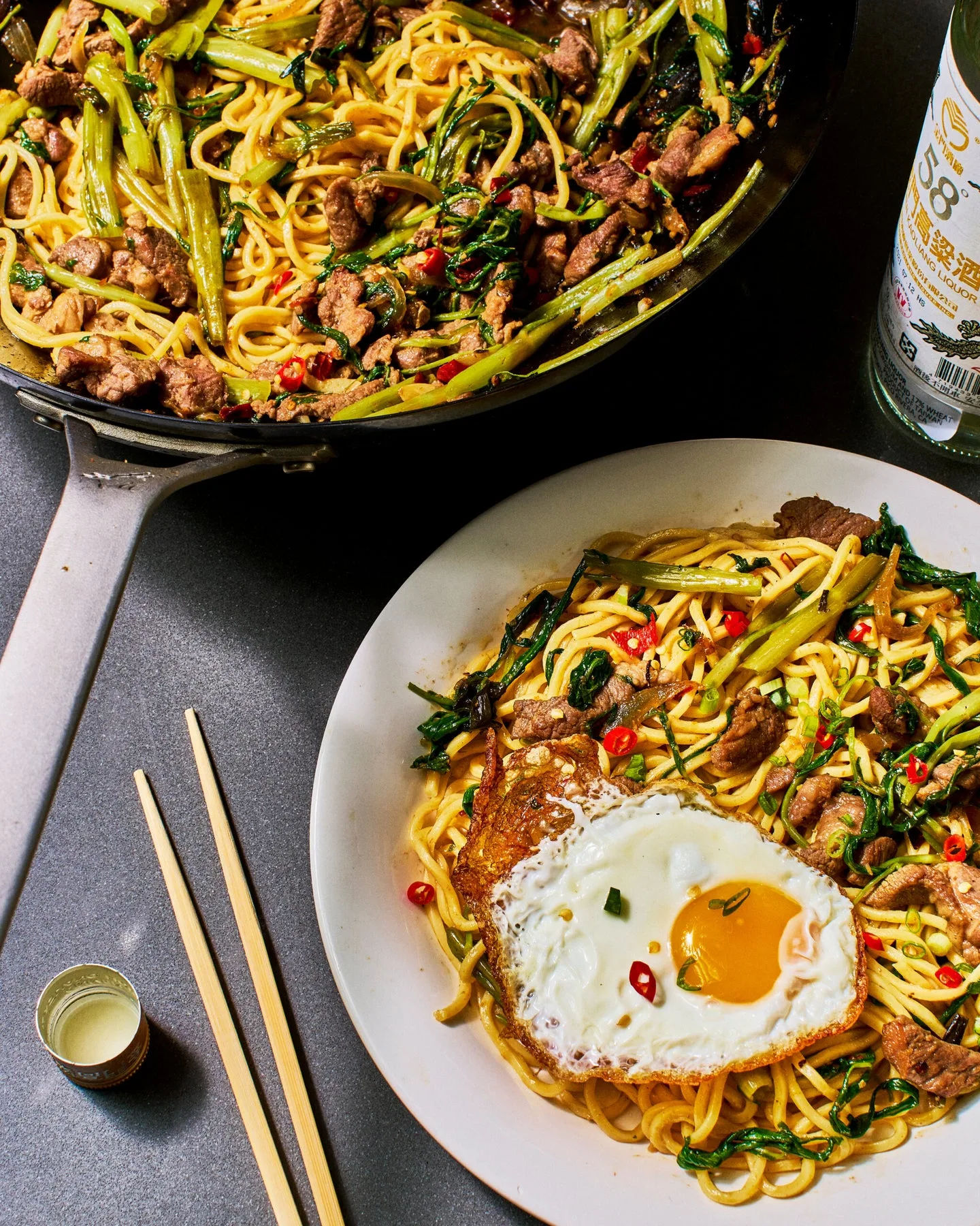 , Stir-Fried Shacha Lamb Noodles