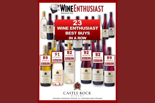 , Castle Rock Winery’s 2023 Mendocino County Pinot Noir Earns 23rd Consecutive ‘Best Buy’ Recognition from Wine Enthusiast with a 92-Point Score